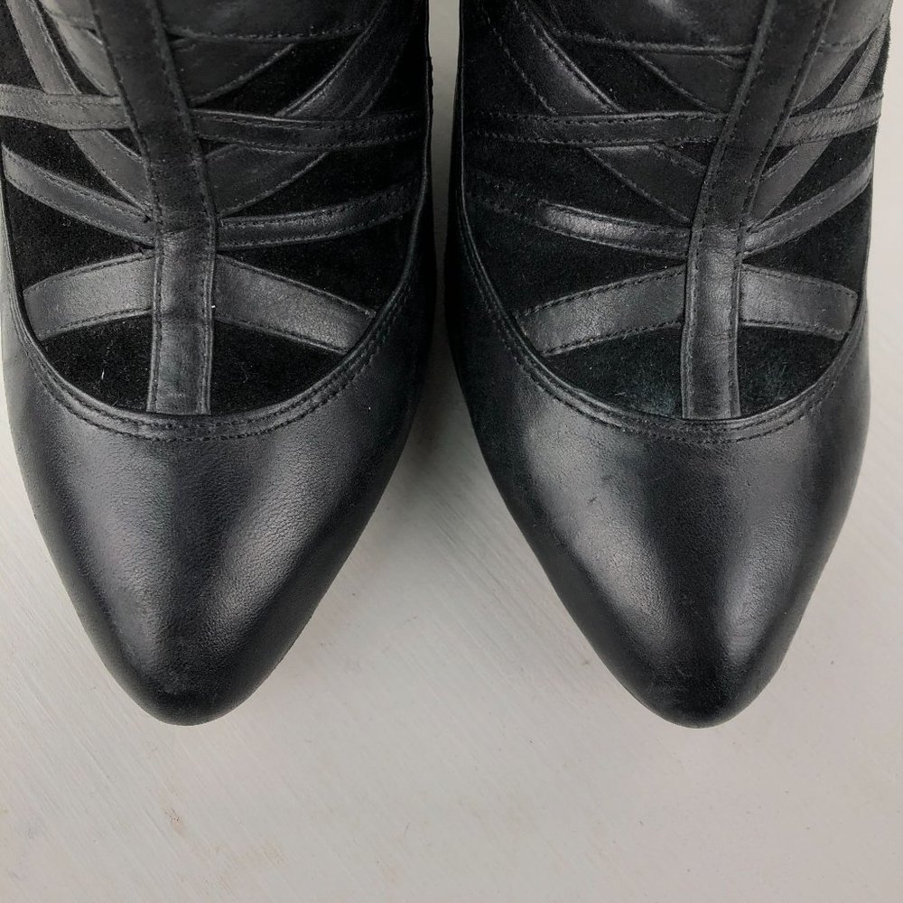 Modern Vintage Women's Size 39 Lil Ro Black Leather Pointed Toe Ankle Booties - Picture 4 of 12